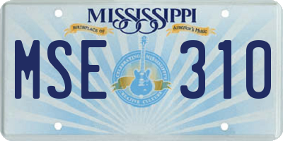 MS license plate MSE310