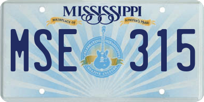 MS license plate MSE315