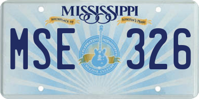MS license plate MSE326