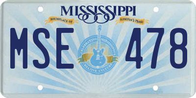 MS license plate MSE478