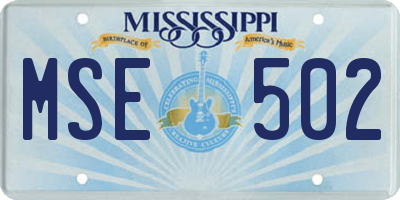 MS license plate MSE502