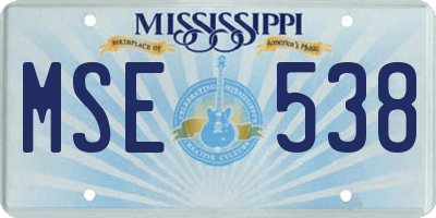 MS license plate MSE538