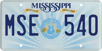 MS license plate MSE540