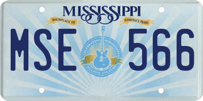 MS license plate MSE566