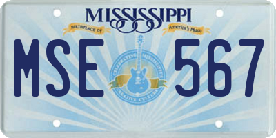 MS license plate MSE567
