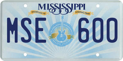 MS license plate MSE600