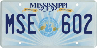 MS license plate MSE602