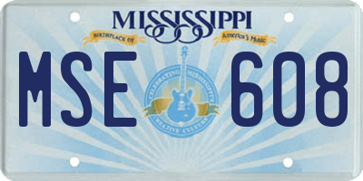 MS license plate MSE608