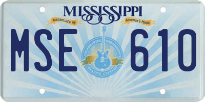 MS license plate MSE610