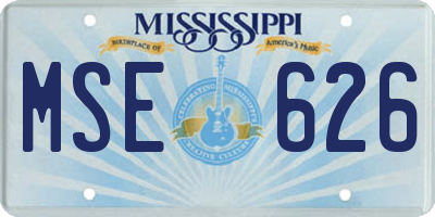 MS license plate MSE626