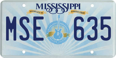 MS license plate MSE635