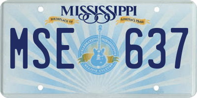 MS license plate MSE637