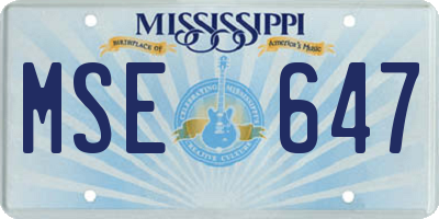MS license plate MSE647