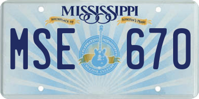 MS license plate MSE670