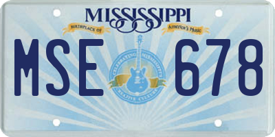 MS license plate MSE678