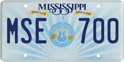 MS license plate MSE700