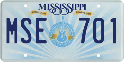 MS license plate MSE701