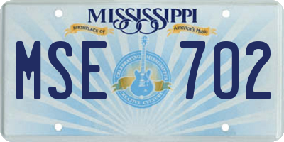 MS license plate MSE702