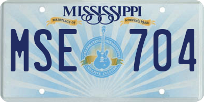 MS license plate MSE704