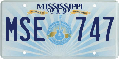 MS license plate MSE747
