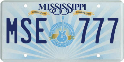 MS license plate MSE777