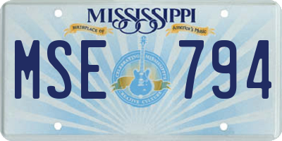 MS license plate MSE794