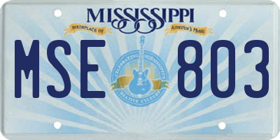 MS license plate MSE803