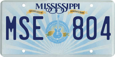 MS license plate MSE804