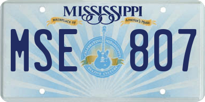 MS license plate MSE807