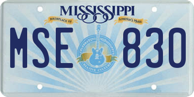 MS license plate MSE830