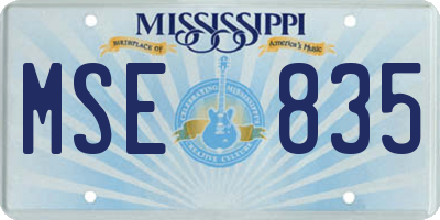 MS license plate MSE835