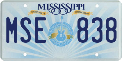 MS license plate MSE838