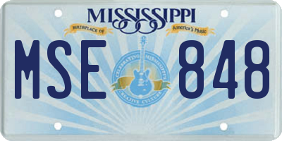 MS license plate MSE848