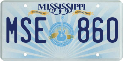 MS license plate MSE860