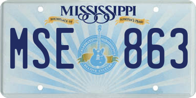MS license plate MSE863