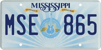 MS license plate MSE865