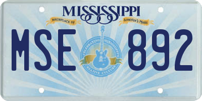 MS license plate MSE892