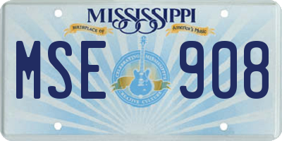 MS license plate MSE908