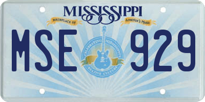 MS license plate MSE929