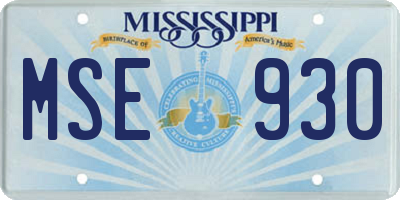MS license plate MSE930