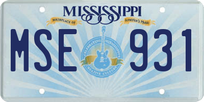 MS license plate MSE931