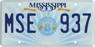 MS license plate MSE937