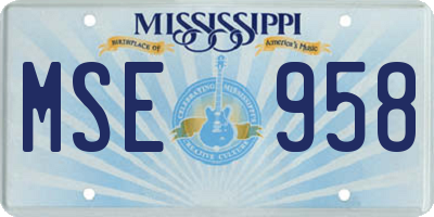 MS license plate MSE958