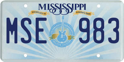 MS license plate MSE983