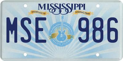 MS license plate MSE986