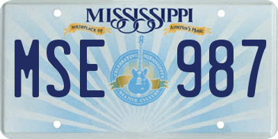 MS license plate MSE987