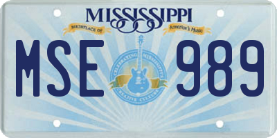 MS license plate MSE989