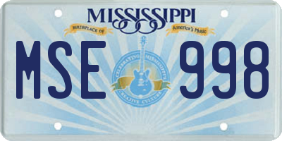 MS license plate MSE998