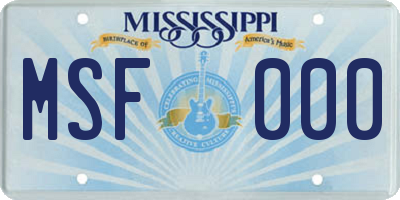 MS license plate MSF000