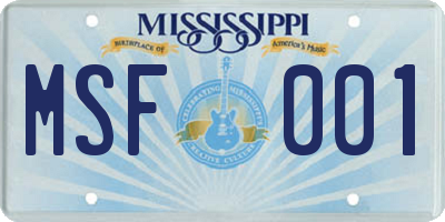 MS license plate MSF001